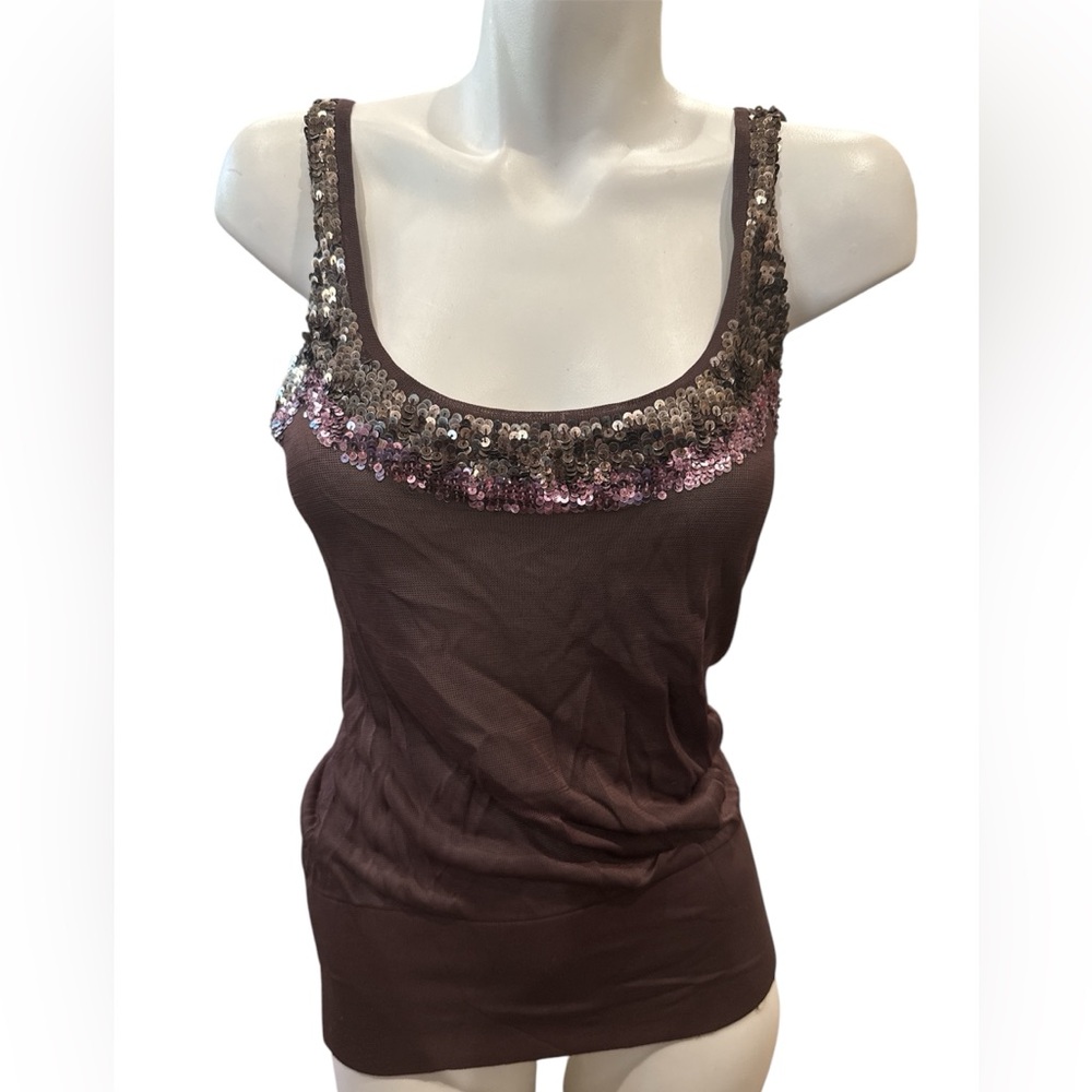 Bebe mesh jewel collar tank top